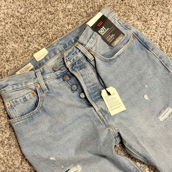 Levi's Denim - Levi's 501 Original Premium Light Wash NWT Distressed Button Fly Jeans W27 L30